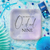 Op Cloud Nine 9 Calligrafie Blue Vrijgezellenfeest Papieren Bordje (Feest)