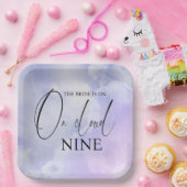 Op Cloud Nine 9 Calligrafie Blue Vrijgezellenfeest Papieren Bordje (Feest)