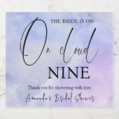 Op Cloud Nine 9 Calligrafie Blue Vrijgezellenfeest Sparkling Wijnetiket (Enkel label)