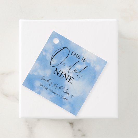 Op Cloud Nine 9 Calligraphy Blauwe Bruiloft Feest Bedankjes Labels (In situ)