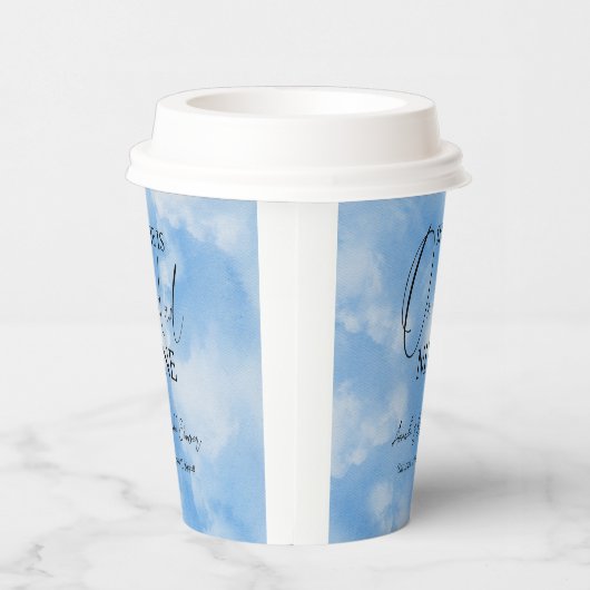 Op Cloud Nine 9 Calligraphy Blauwe Bruiloft Papieren Bekers (Rechts)