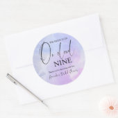 Op Cloud Nine 9 Calligraphy Blauwe Bruiloft Ronde Sticker (Envelop)