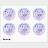Op Cloud Nine 9 Calligraphy Blauwe Bruiloft Ronde Sticker (Vel)