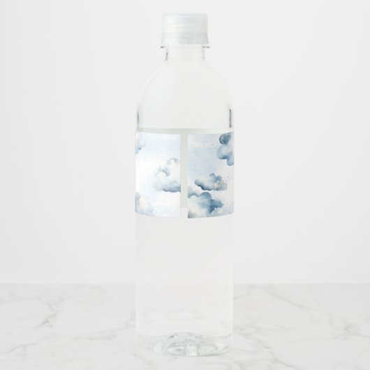Op Cloud Nine Baby shower Party Waterfles Etiket (Achterkant)