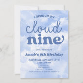 Op Cloud Nine Blue 9e verjaardagsfeestje Kaart (Voorkant)