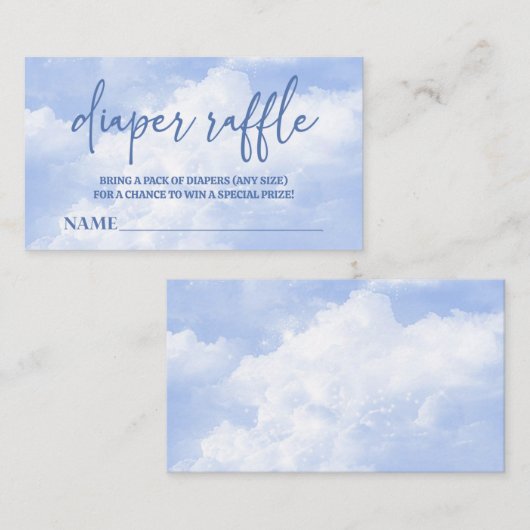 Op Cloud Nine Blue Baby showers luier Raffle Informatiekaartje (Voorkant / Achterkant)
