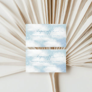 Op Cloud Nine Dreamy Clouds Blauwe Luier loterij Informatiekaartje