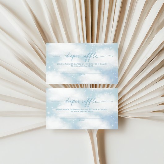 Op Cloud Nine Dreamy Clouds Blauwe Luier loterij Informatiekaartje