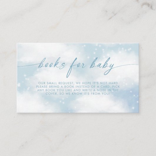 Op Cloud Nine Dreamy Clouds Blue Books voor Baby Informatiekaartje (Voorkant)