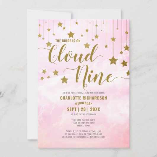 Op Cloud Nine Dreamy Pastel Roze Vrijgezellenfeest Kaart (Voorkant)