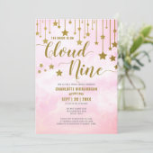 Op Cloud Nine Dreamy Pastel Roze Vrijgezellenfeest Kaart (Staand voorkant)