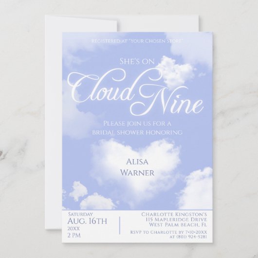 Op Cloud Nine Droomhart Wolken Bruidsmeisjesfeest Kaart (Voorkant)