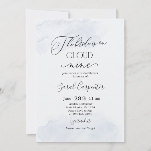 Op Cloud Nine Dusty Blue Vrijgezellenfeest Kaart (Voorkant)