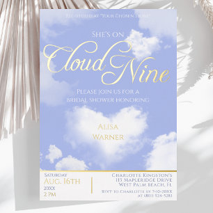Op Cloud Nine Elegant Heart Blue Sky Vrijgezellenf Folie Uitnodiging