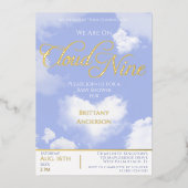 Op Cloud Nine Elegant Script Baby shower Gold Folie Uitnodiging (Voorkant)