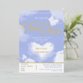 Op Cloud Nine Elegant Script Baby shower Gold Folie Uitnodiging (Staand Voorkant)