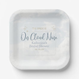 Op Cloud Nine Elegante Stofblauwe Bruidsuitnodigin Papieren Bordje