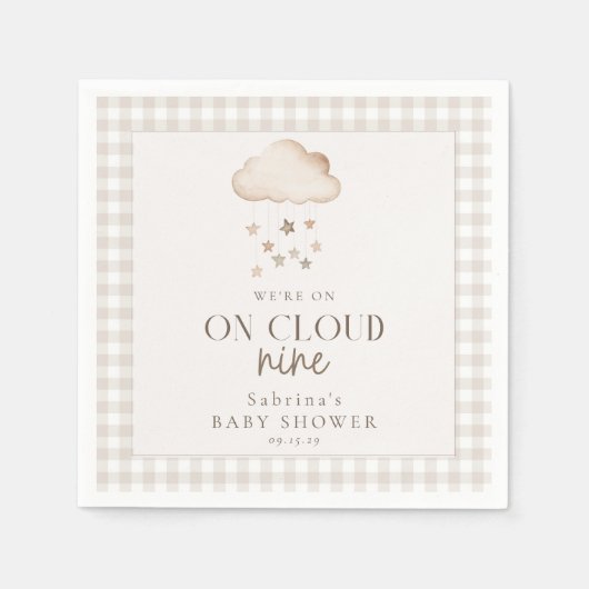 Op Cloud Nine Genderneutraal Baby shower servetten (Voorkant)