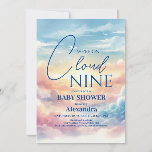 Op Cloud Nine Modern Baby shower Kaart (Voorkant)
