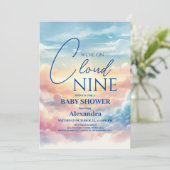 Op Cloud Nine Modern Baby shower Kaart (Staand voorkant)