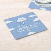 Op Cloud Nine Modern Blue Boy Baby shower Kartonnen Onderzetters (Schuin)
