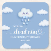 Op Cloud Nine Modern Blue Boy Baby shower Kartonnen Onderzetters (Voorkant)