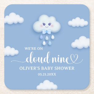 Op Cloud Nine Modern Blue Boy Baby shower Kartonnen Onderzetters