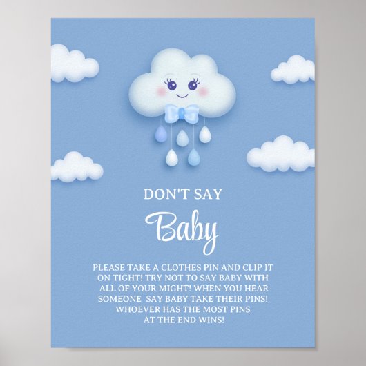 Op Cloud Nine Modern Blue niet zeggen baby spel te Poster (Voorkant)