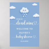 Op Cloud Nine Modern Boy Baby shower Welkom Poster (Voorkant)