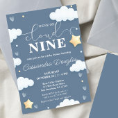 Op Cloud Nine Modern Dusty Blue Baby shower Kaart
