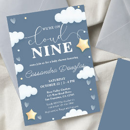 Op Cloud Nine Modern Dusty Blue Baby shower Kaart