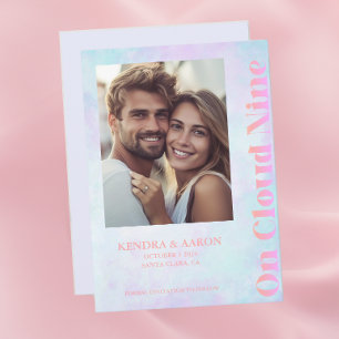 Op Cloud Nine Modern Pastel Wedding Sla de datum o Kaart