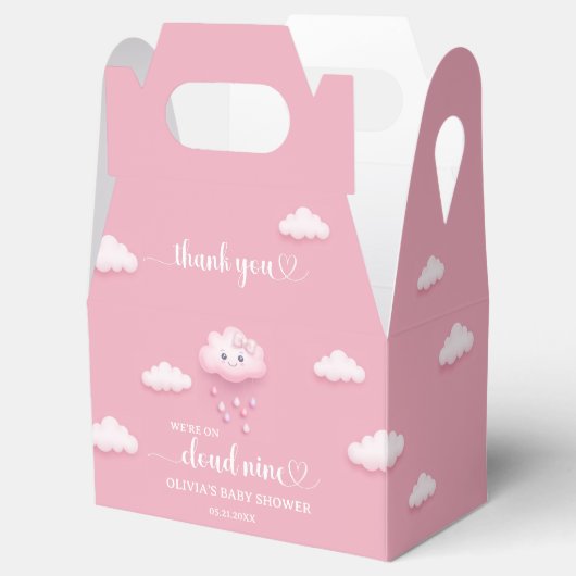 Op Cloud Nine Modern Roze Baby shower Bedankdoosjes (Geopend)