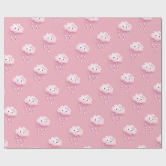 Op Cloud Nine Modern Roze Baby shower Cadeaupapier (Vlak)