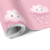 Op Cloud Nine Modern Roze Baby shower Cadeaupapier (Rol Hoek)