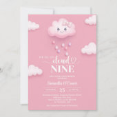 Op Cloud Nine Modern Roze Baby shower Invitation Kaart (Voorkant)