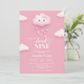 Op Cloud Nine Modern Roze Baby shower Invitation Kaart (Staand voorkant)