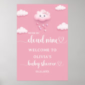 Op Cloud Nine Modern Roze Baby shower Welkom Poster (Voorkant)