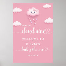 Op Cloud Nine Modern Roze Baby shower Welkom