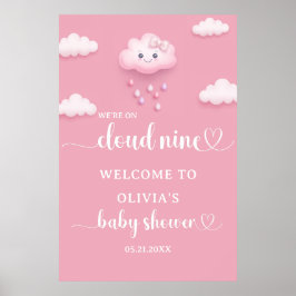 Op Cloud Nine Modern Roze Baby shower Welkom Poster
