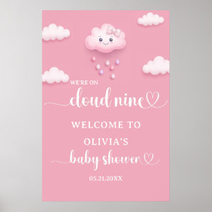Op Cloud Nine Modern Roze Baby shower Welkom Poster