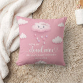 Op Cloud Nine Modern Roze Meisje Baby shower Kussen (Deken)