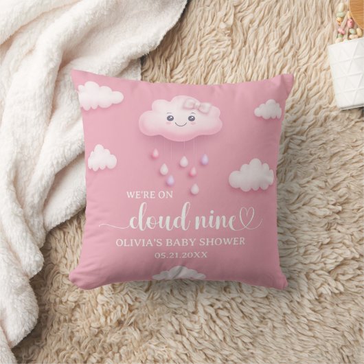 Op Cloud Nine Modern Roze Meisje Baby shower Kussen (Deken)