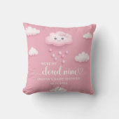 Op Cloud Nine Modern Roze Meisje Baby shower Kussen (Voorkant)