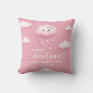 Op Cloud Nine Modern Roze Meisje Baby shower Kussen