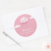 Op Cloud Nine Modern Roze Meisje Baby shower Ronde Sticker (Envelop)
