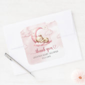 Op Cloud Nine Modern Roze Meisje Baby shower stick Vierkante Sticker (Envelop)