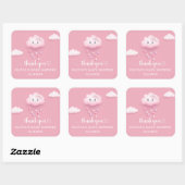 Op Cloud Nine Modern Roze Meisje Baby shower Vierkante Sticker (Vel)
