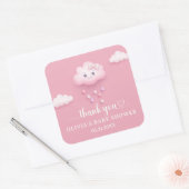 Op Cloud Nine Modern Roze Meisje Baby shower Vierkante Sticker (Envelop)