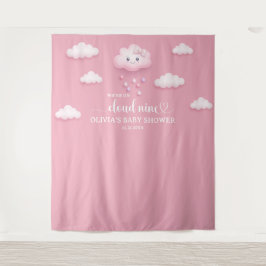 Op Cloud Nine Modern Roze Meisje Baby shower Wandkleed